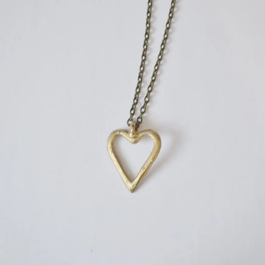 Akoma | Heart Pendant Necklace | Recycled Brass - Alora Boutique