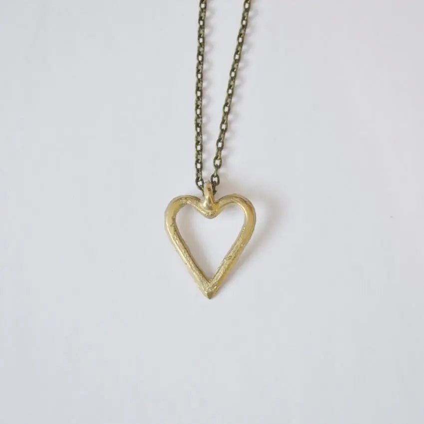Akoma | Heart Pendant Necklace | Recycled Brass - Alora Boutique