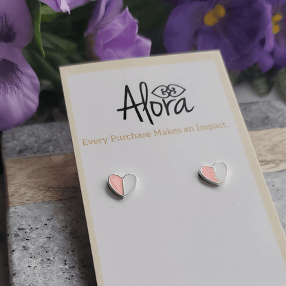 Akoma | Heart Stud Earrings - Enamel - Alora Boutique