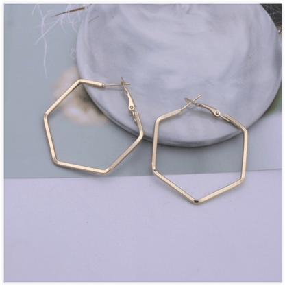Allison Hexagon Hoop Earrings - Alora Boutique