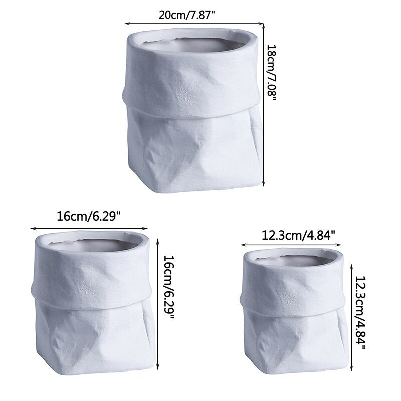 Ceramic Kraft Paper Bag Flower Pot | Plant Pot - Alora Boutique