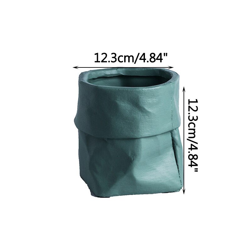 Ceramic Kraft Paper Bag Flower Pot | Plant Pot - Alora Boutique