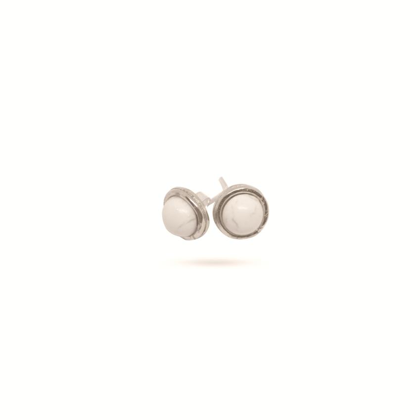 Gemstone Stud Earrings | Howlite Gemstone - Alora Boutique