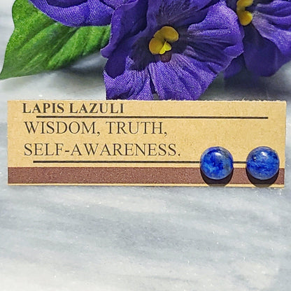 Gemstone Stud Earrings | Lapis Lazuli Gemstone - Alora Boutique