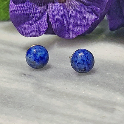 Gemstone Stud Earrings | Lapis Lazuli Gemstone - Alora Boutique