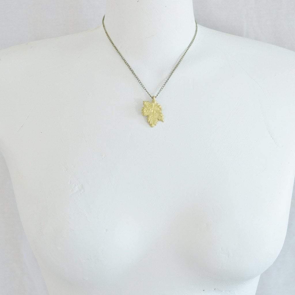 I LOVE Canada | Small Maple Leaf Necklace | Recycled Brass - Alora Boutique
