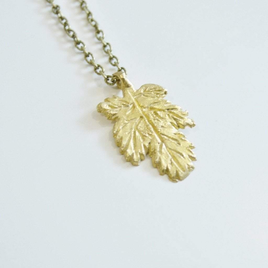 I LOVE Canada | Small Maple Leaf Necklace | Recycled Brass - Alora Boutique