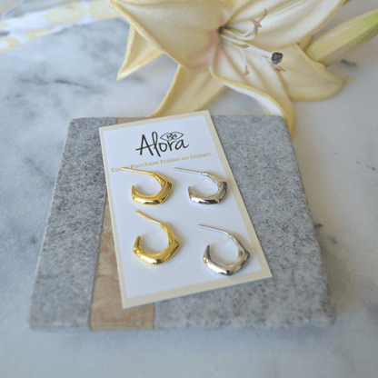 Katie | Simple Geometric Hoop Earrings - Alora Boutique