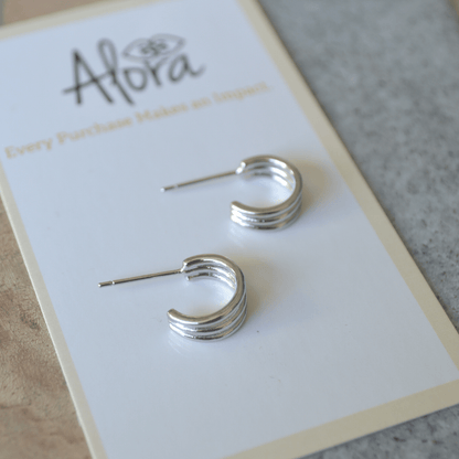 Katie | Simple Triple Huggie Hoop Earrings - Alora Boutique