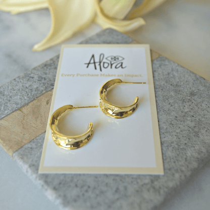 Katie | Small Thick Hoop Earrings - Alora Boutique