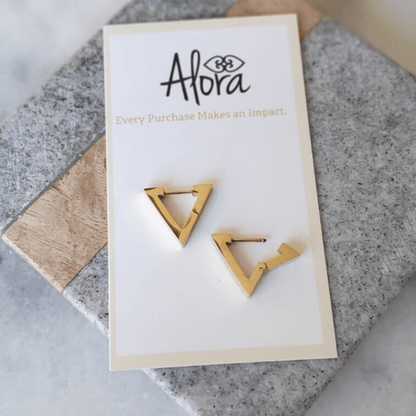 Kelly | Simple Triangle Huggie Hoop Earrings - Alora Boutique