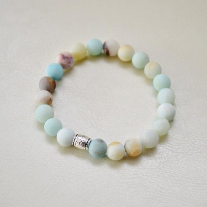 Matte Amazonite Gemstone Bracelet | Courage, Compassion, Prosperity - Alora Boutique