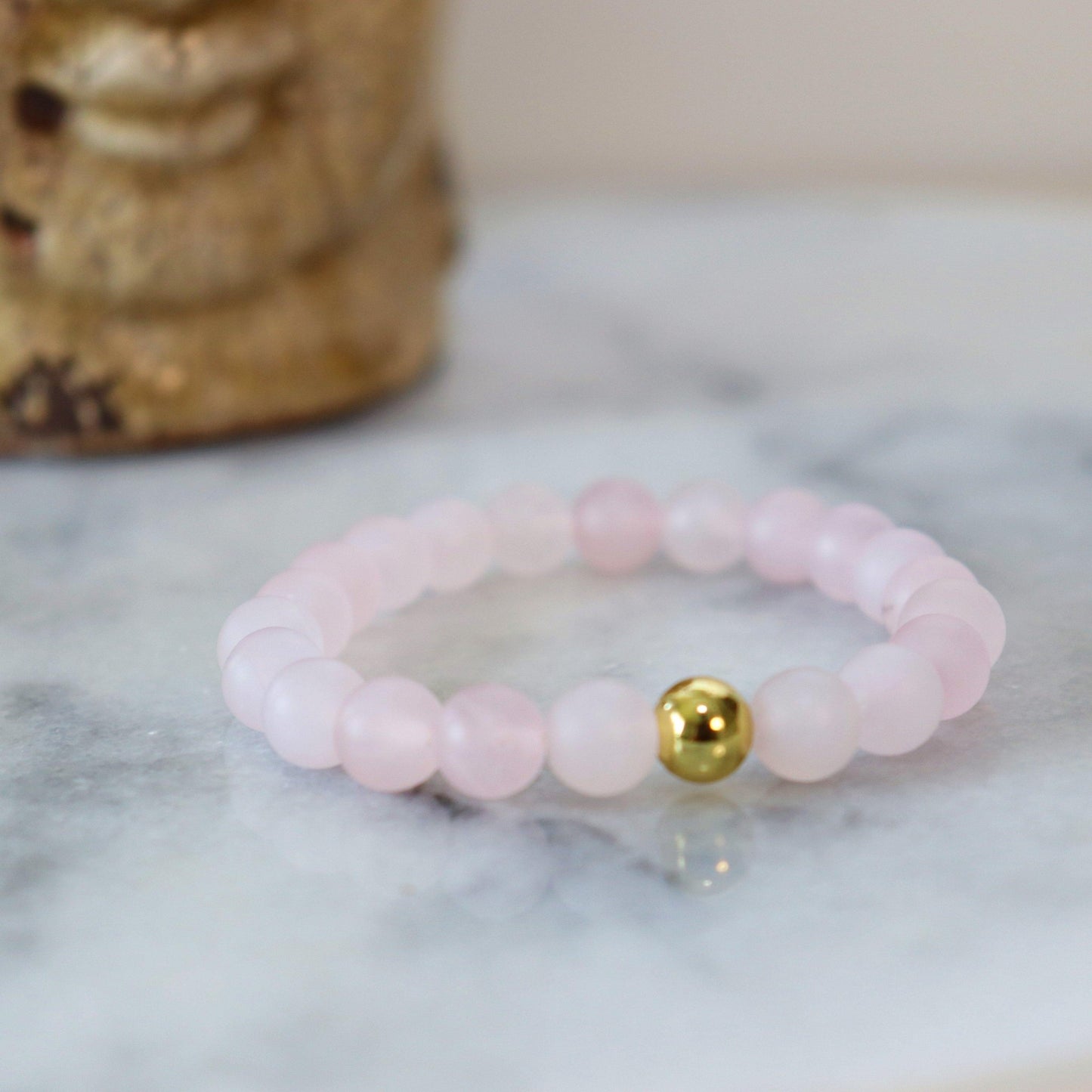 Matte Rose Quartz Gemstone Bracelet | Unconditional love, Self-love, and Kindness - Alora Boutique