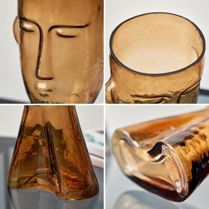 Nile - Modern Abstract Human Face Glass Vase - Alora Boutique