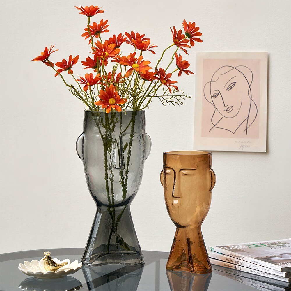 Nile - Modern Abstract Human Face Glass Vase - Alora Boutique