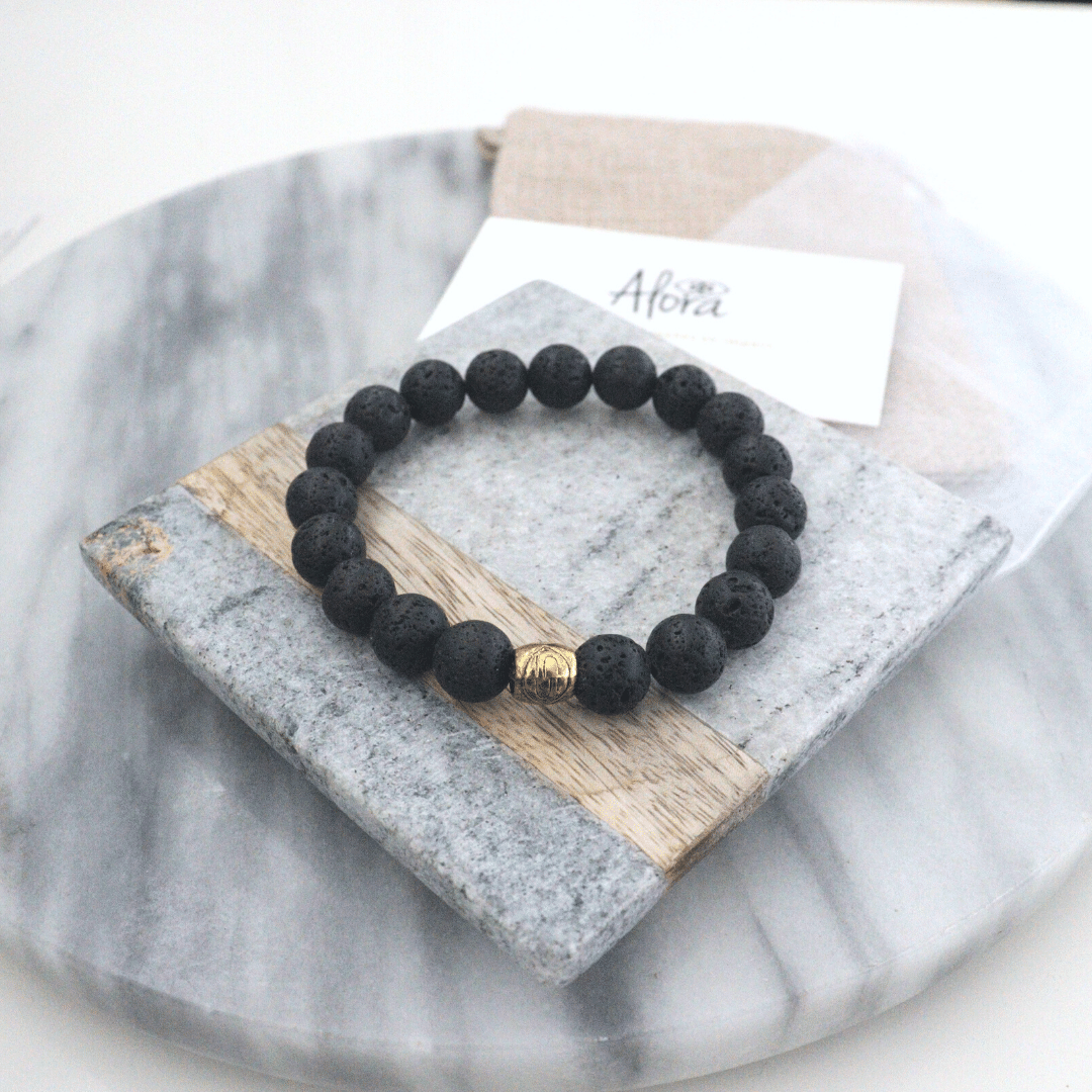 Protection, Strength, and Stability | Mens Beaded Stretch Bracelet | Lava Gemstone - Alora Boutique
