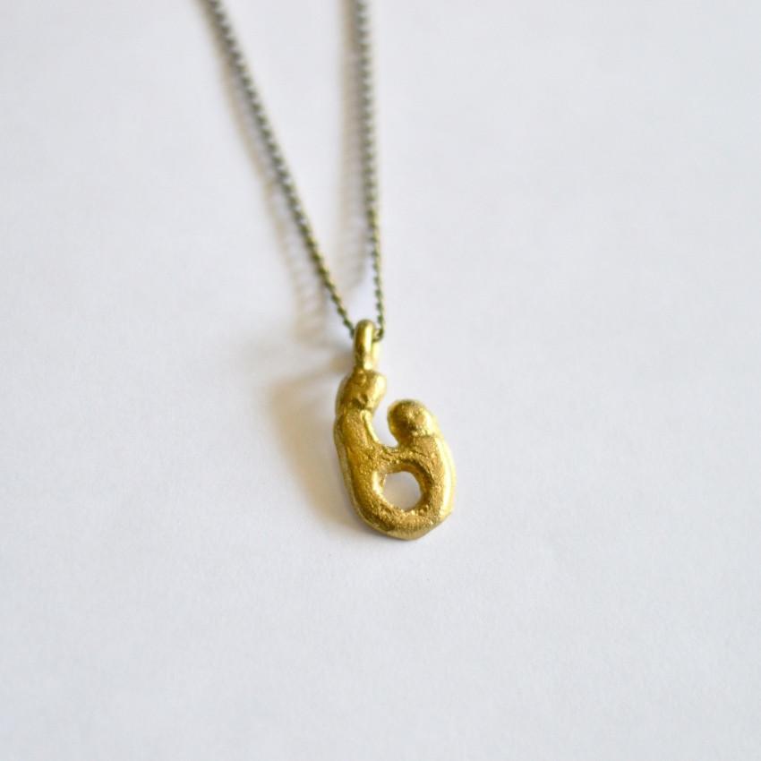 Small Mother and Child Pendant Necklace | Recycled Brass - Alora Boutique