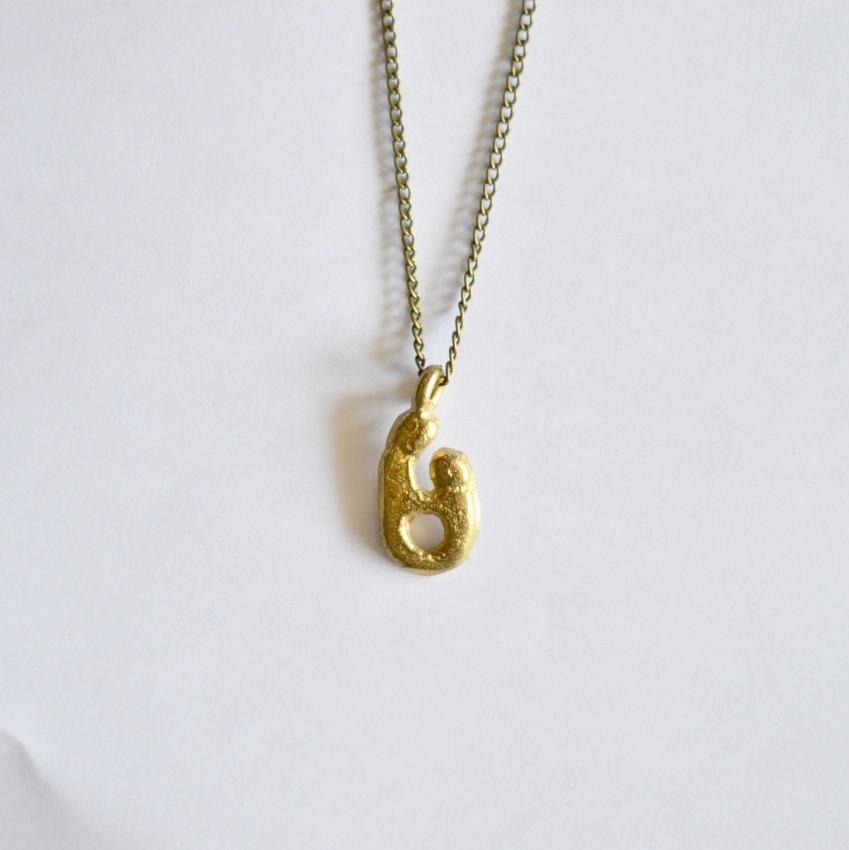 Small Mother and Child Pendant Necklace | Recycled Brass - Alora Boutique