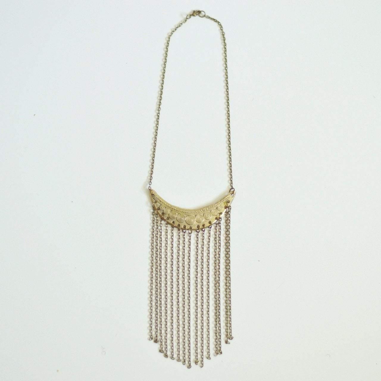 Statement Fringe Necklace | Recycled Brass - Alora Boutique