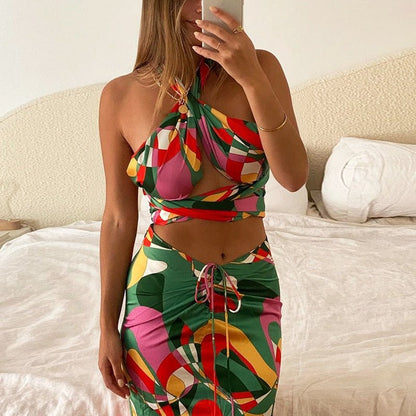 Summer Halter Lace Up Top and Skirt - Matching Set | Hot Girl Summer! - Alora Boutique