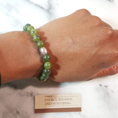 Unakite Gemstone Beaded Stretch Bracelet | Energy, Balance and Nurturing - Alora Boutique