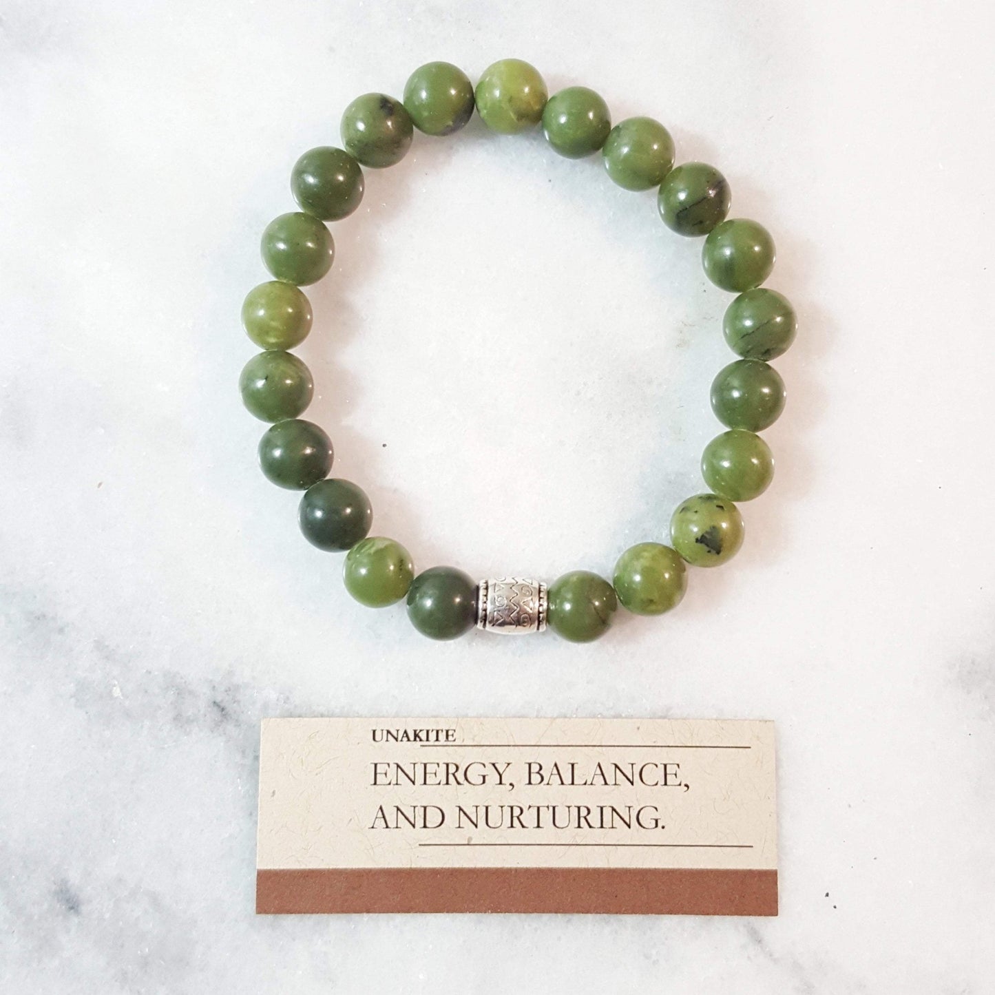 Unakite Gemstone Beaded Stretch Bracelet | Energy, Balance and Nurturing - Alora Boutique