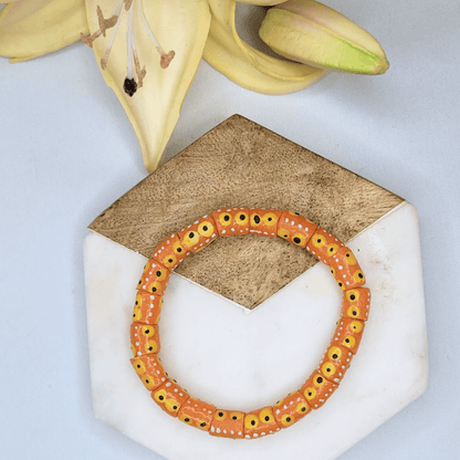 Zula - Orange African Recycled Glass Bead Bracelet - Alora Boutique
