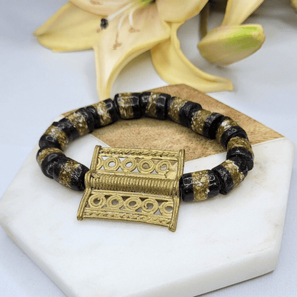 Zulana - Dark Coffee | Sustainable Bracelet | African Recycled Glass - Alora Boutique